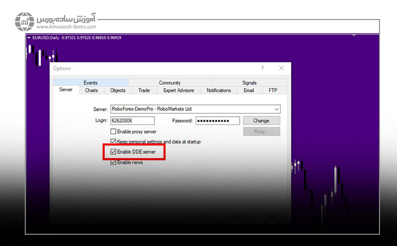 تیک گزینه Enable DDE server