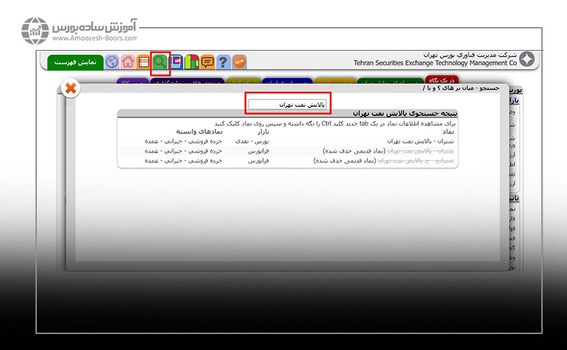 برای مشاهده نام نمادها و سایر اطلاعات مربوط به تابلوی معاملاتی آنها می‌توانید به سایت شرکت مدیریت فناوری بورس تهران به آدرس Tsetmc.com مراجعه کنید